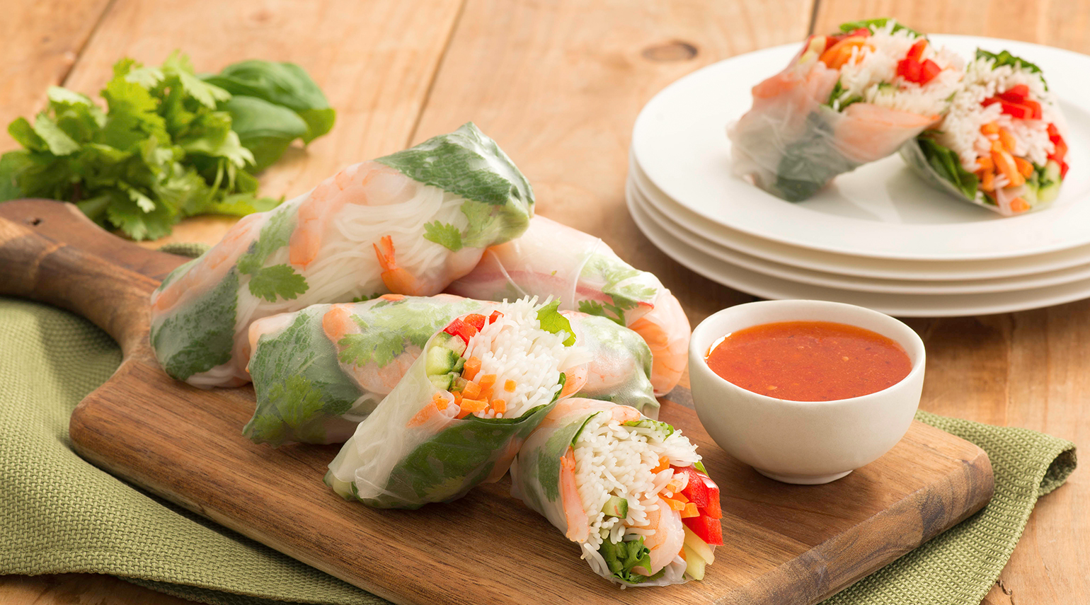 Vietnamese Fresh Spring Rolls with Fiery Sweet and Sour Sauce