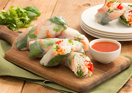 Vietnamese Fresh Spring Rolls with Fiery Sweet and Sour Sauce