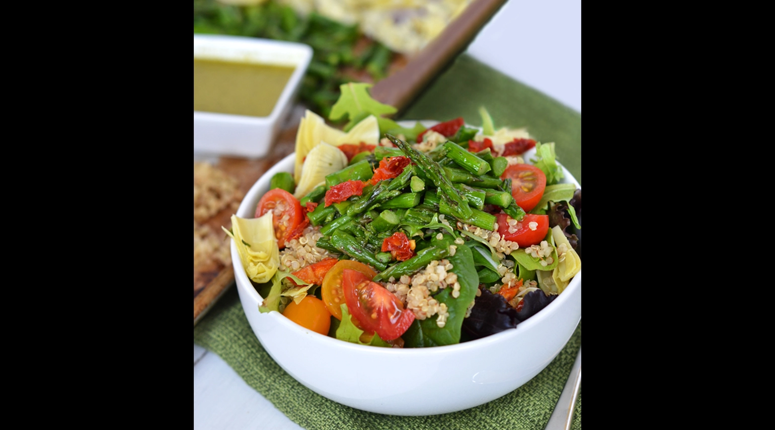 Asparagus & Quinoa Salad with Pesto Vinaigrette 