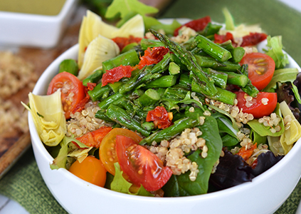 Asparagus & Quinoa Salad with Pesto Vinaigrette