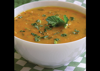 Carrot and Leek Soup with Mint