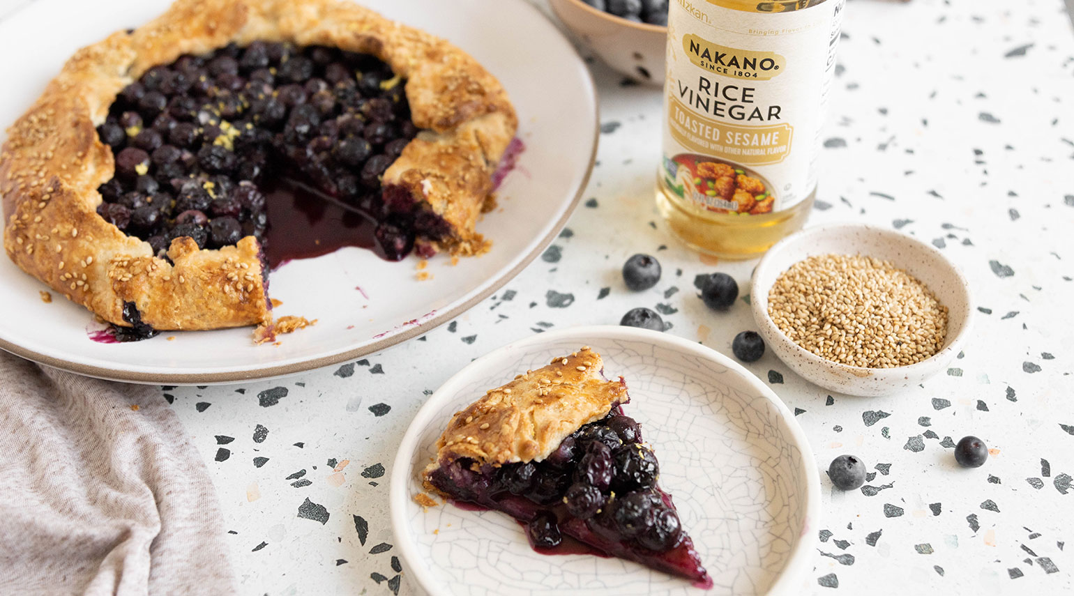 Toasted Sesame Blueberry Galette