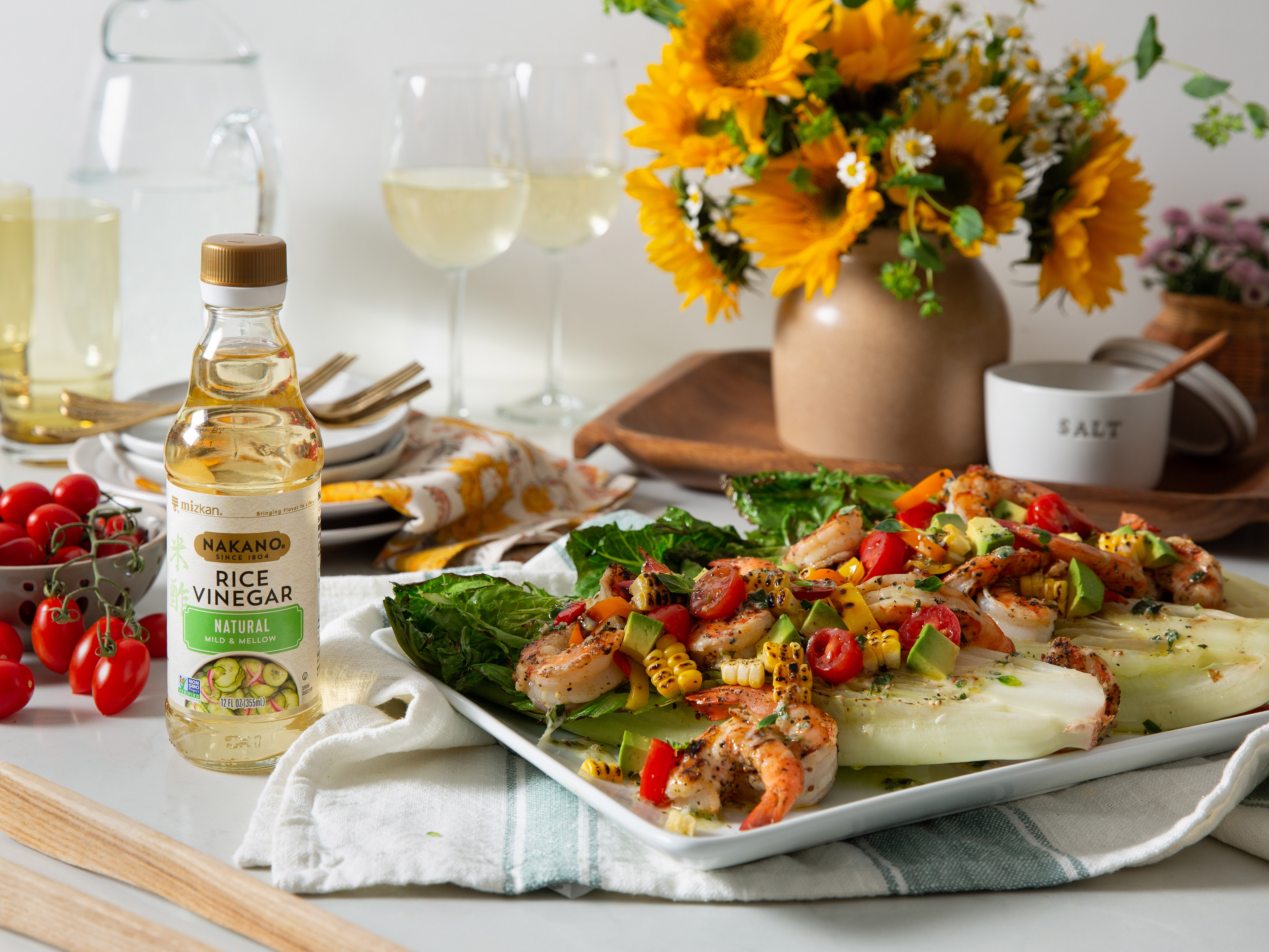 Grilled Shrimp and Romaine Salad with Honey Mustard Vinaigrette